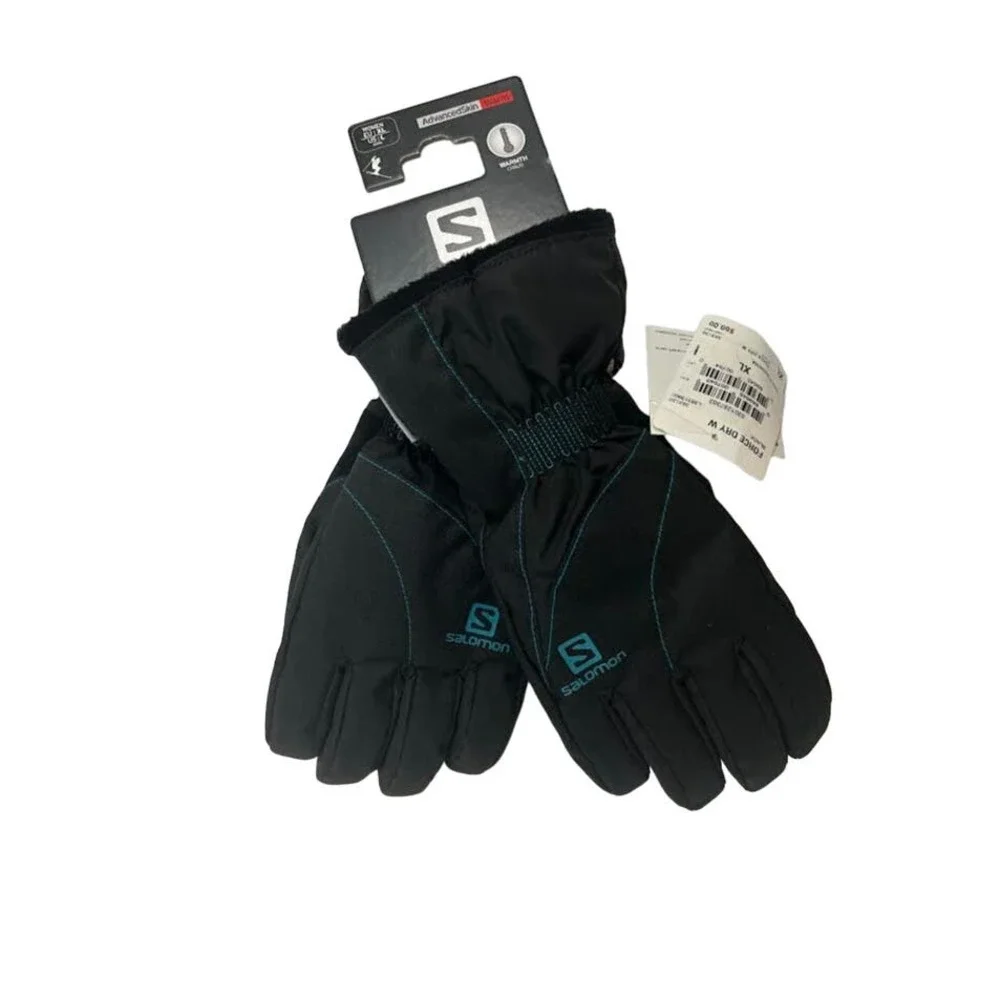 NWT! Salomon Women's Force‎ Dry Gloves, Black/Kouak Blue, X-Large